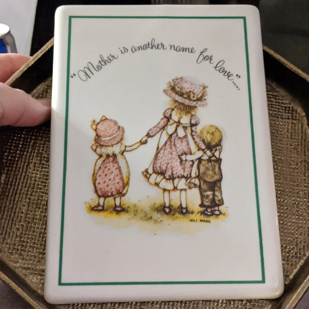 Vtg Hollie Hobbie Love Plaque Porcelain Rectangle Wall Decor Cottagecore 1973